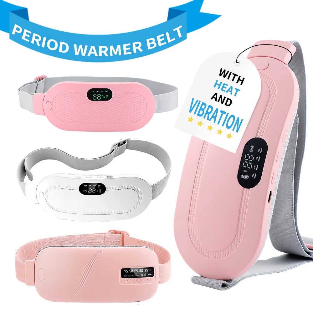 Electric Heating Pad Menstrual Cramp Massager Belt Women Period Care Hot Compress Device Vibration Abdominal Ulter Warmer Belt