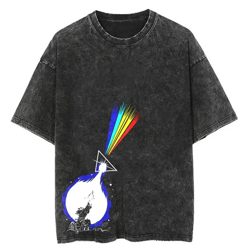 Hip Hop Streetwear Men Washed T-Shirt Dragon Ball Anime Graphic Oversized T Shirt Summer Short Sleeve Cotton Tshirt Vintage Tops