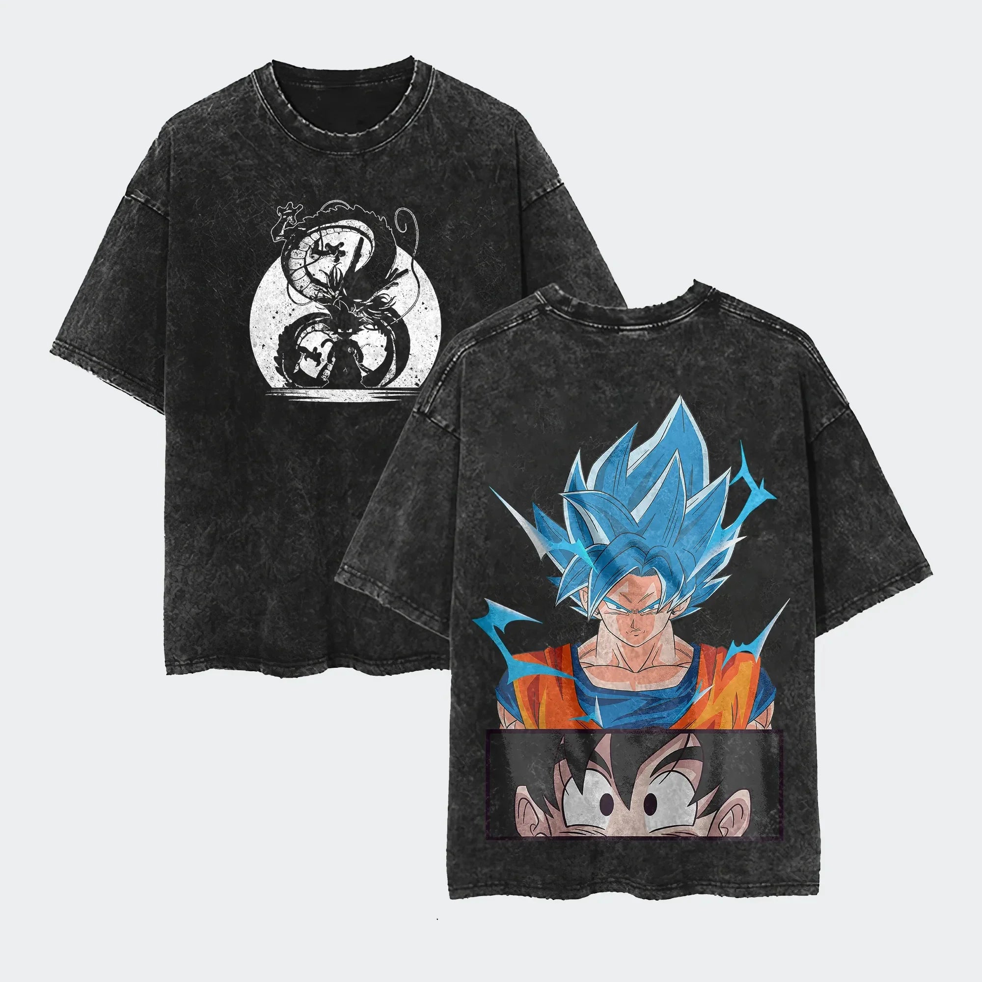 Anime Dragon Ball Cosplay Washed T-Shirt Cotton Short Sleeve Loose Large Casual Sports Fitness T-Shirt Men's Harajuku Clothing