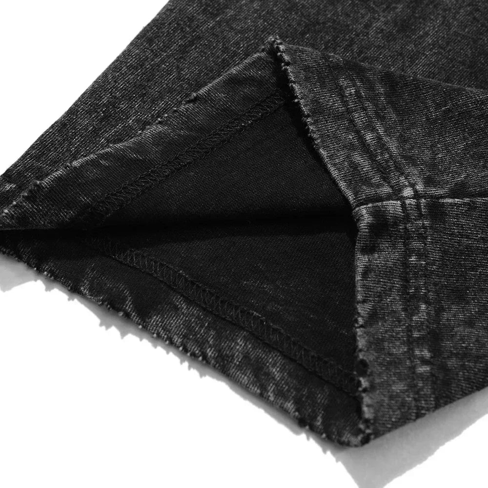 Men Casual Oversized Washed Harajuku T-shirt Washed Japanese Anime One Piece Graphic Loose Streetwear Black Tops Tees