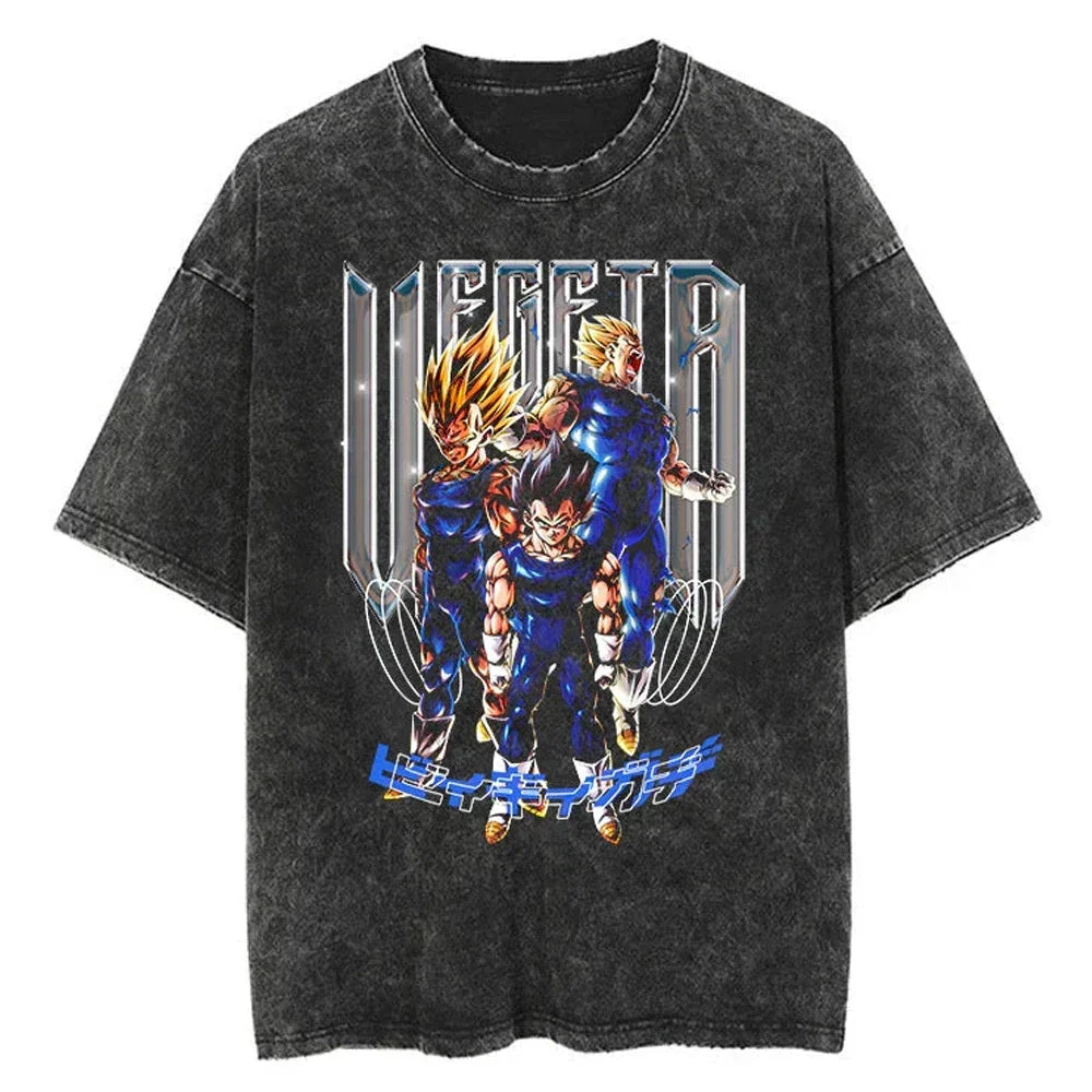 Hip Hop Streetwear Men Washed T-Shirt Dragon Ball Anime Graphic Oversized T Shirt Summer Short Sleeve Cotton Tshirt Vintage Tops