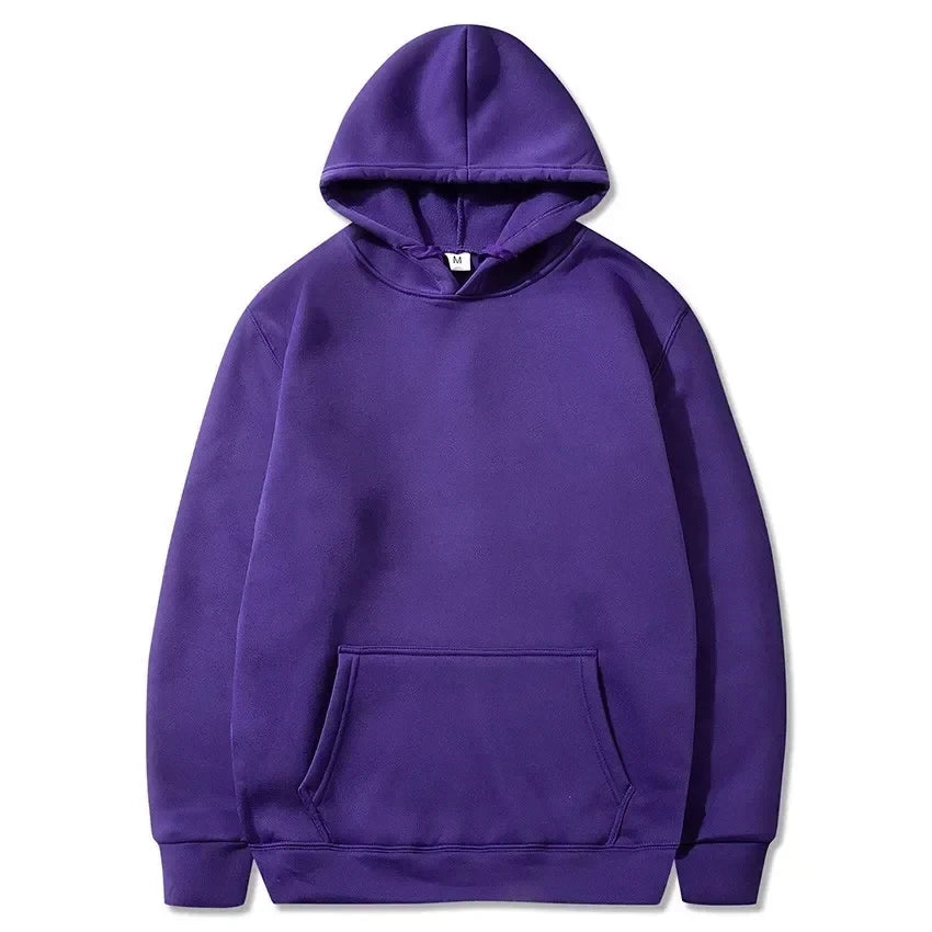 2024 men's and women's new hooded sweatshirt men's solid color sweatshirt women's and men's long sleeved inserted pocket pullove